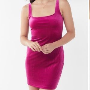Urban outfitters pink velvet mini dress